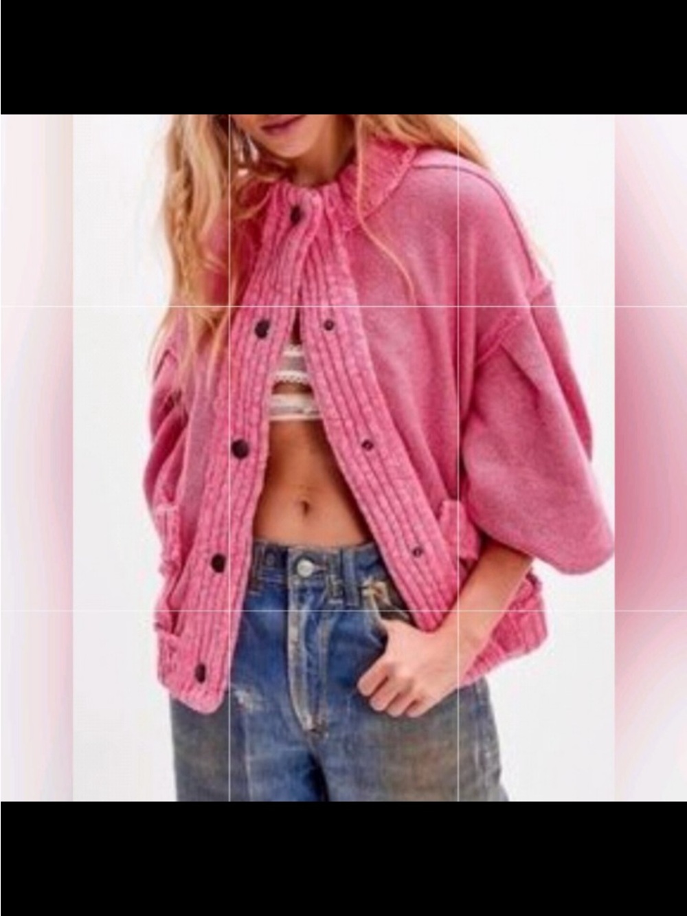 Nwt Free People Cute in this Cardi Pink Barbie Cardigan small